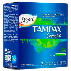 Тампоны, Tampax (Тампакс) №8 Дискрит компак супер с аппликатором