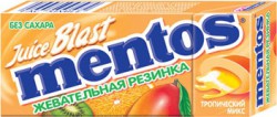 Жевательная резинка, Mentos (Ментос) 15 г джус бласт тропический микс